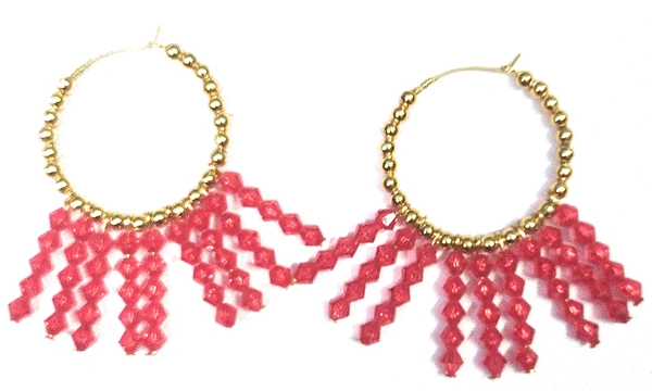 NIBRAS Red Multi-layered Dangling Hoop Earrings - B09L1GW2YG, 9gm, 7cm x 8cm x 1cm